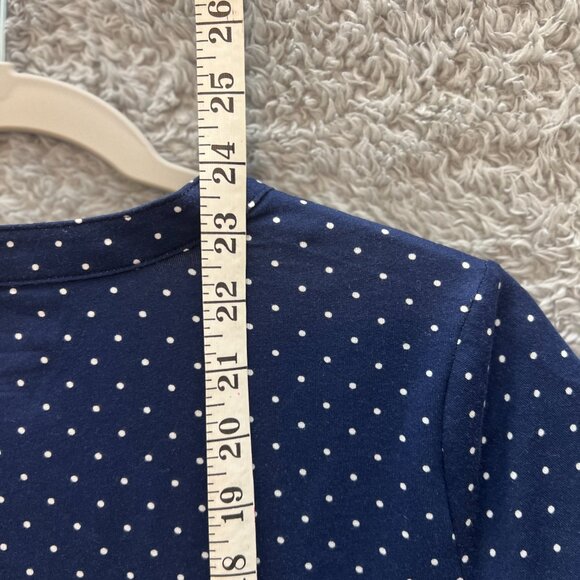 Lands’ End Navy Blue White Polka Dot Pintuck Blouse Classic Casual Preppy XS NWT - Picture 7 of 8